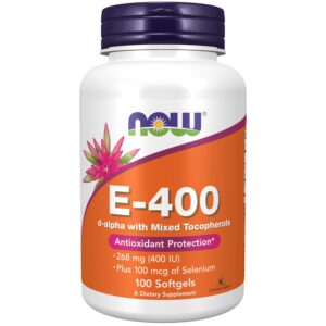NOW vitamin E 400 UI tocoferoles 100 softgeles
