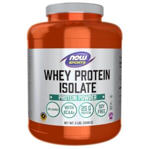 NOW Whey Protein Isolate frasco y etiqueta
