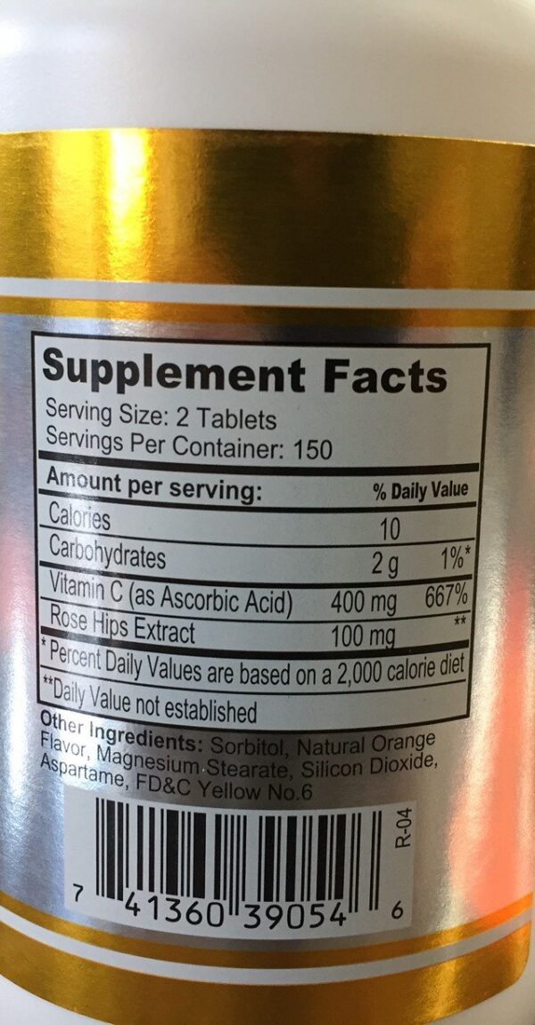 Envase Nu Health Vitamina C 500 mg 300 tabletas