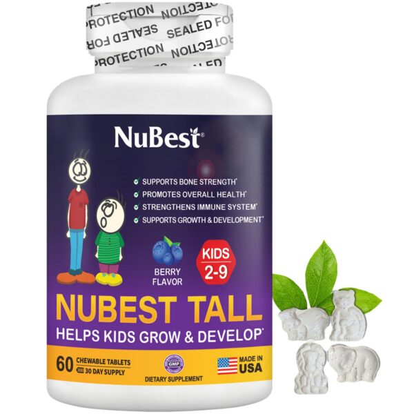 Frasco NuBest Tall Kids vitaminas infantiles masticables sabor berry