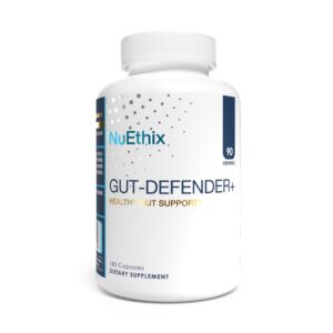 Frente del envase NuEthix Gut Defender+ cápsulas