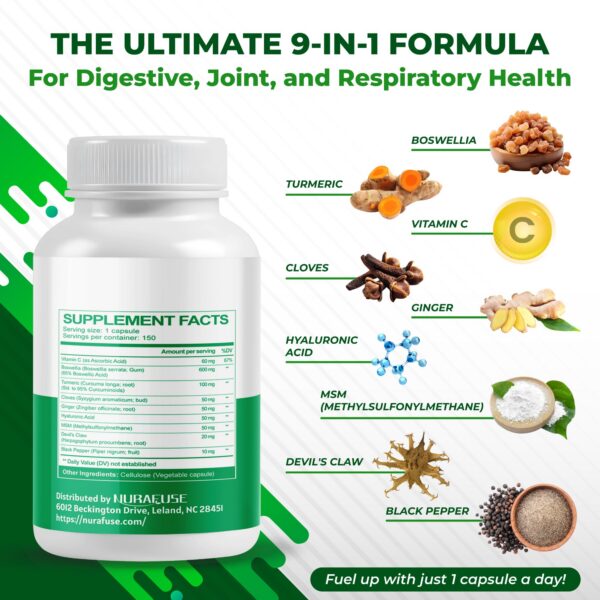 Etiqueta de ingredientes suplemento NuraFuse Boswellia