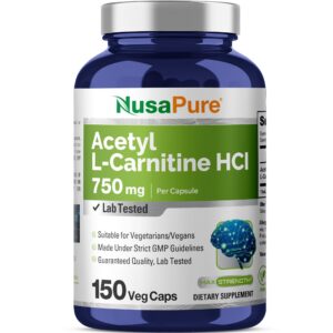 Cajas y cápsulas de acetil L-carnitina NusaPure