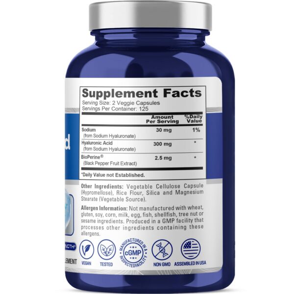 Etiqueta frontal de NusaPure ácido hialurónico