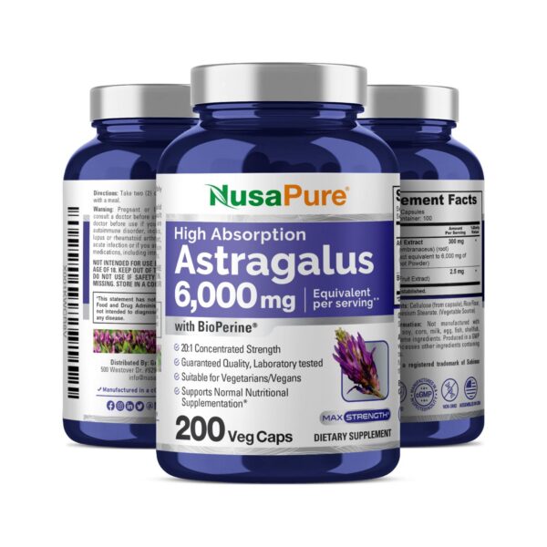 Cápsulas vegetales NusaPure Astrágalo 6000 mg