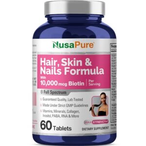 NusaPure biotina 10000 mcg cabello, piel, uñas