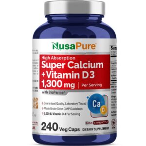 Version 1.0.0 Etiqueta frontal Nusapure calcio suplemento