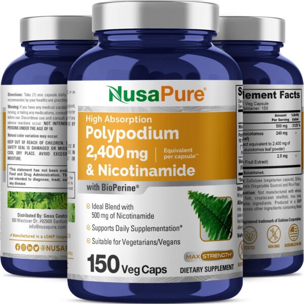 NusaPure cápsulas antioxidantes Nicotinamida y Polypodium
