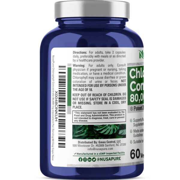 Cápsulas veganas NusaPure extracto de clorofila