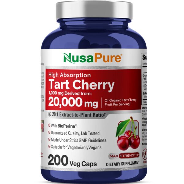 NusaPure Tart Cherry supplement bottle