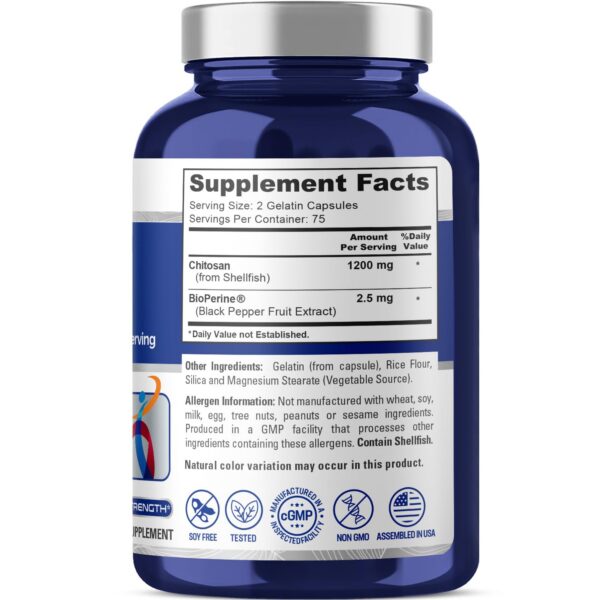 Frasco de suplemento NusaPure Chitosan 1200 mg