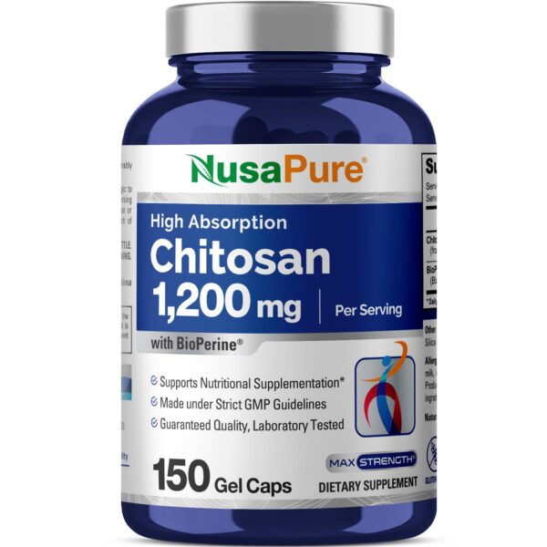 Frente de NusaPure Chitosan 1200 mg 150 cápsulas
