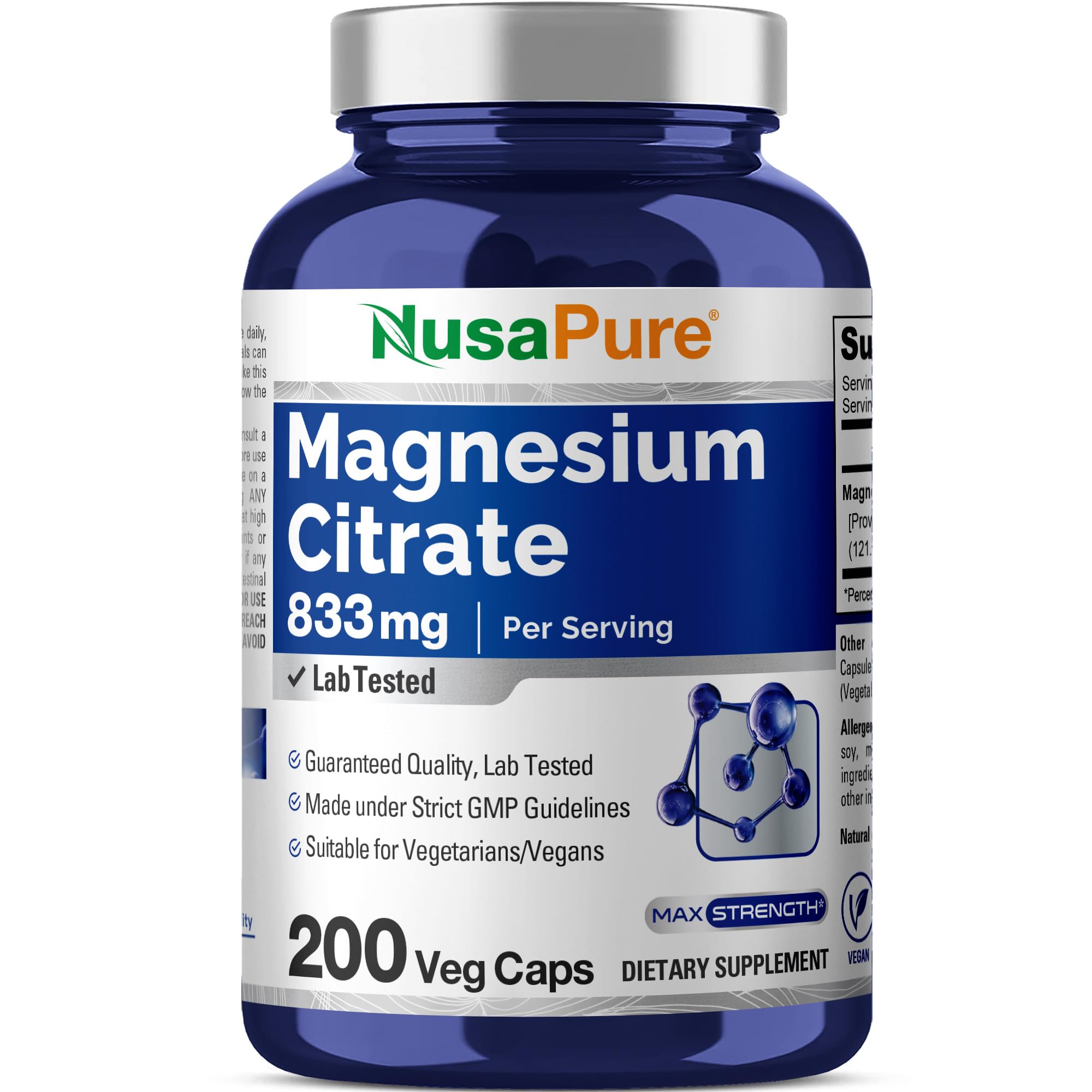 NusaPure Magnesium Citrate, 833 mg