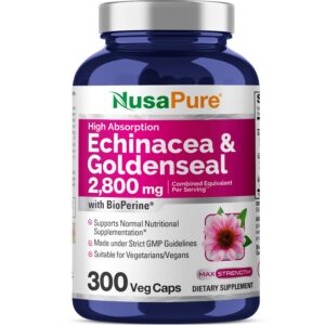 NusaPure Echinacea Goldenseal suplemento en cápsulas vegetales