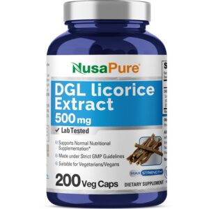 NusaPure extracto DGL de regaliz 500 mg 200 cápsulas veganas