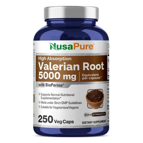 NusaPure extracto raíz valeriana 250mg 250 cápsulas veganas