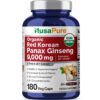 NusaPure ginseng panax rojo coreano cápsulas veganas 180 unidades