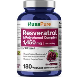 Frasco frontal de NusaPure Resveratrol y Polifenoles