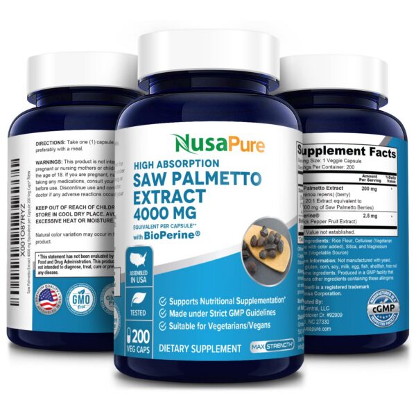 Etiqueta suplemento Saw Palmetto NusaPure