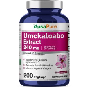 NusaPure Umckaloabo extracto 240mg cápsulas vegetarianas frasco