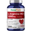 Frasco de L Arginine 1000 mg cápsulas vegetales