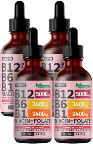 Frasco de gotas líquidas B12 y B6 de NUSAVA