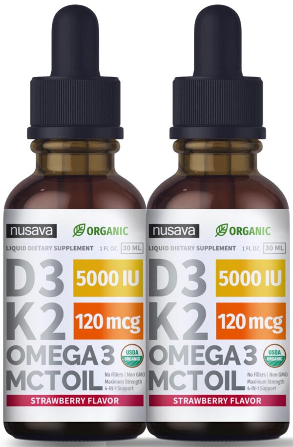 Botellas de NUSAVA gotas vitamina D3 K2 5000 IU liquid