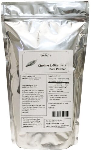 Frasco de NuSci L-Bitartrato de colina 1000 g