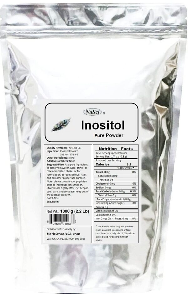 NuSci inositol polvo 1000 g etiqueta