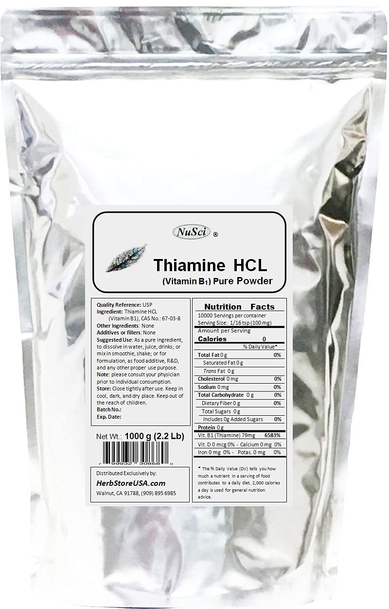 NuSci Thiamine HCL B1 Pure Powder, 1000 g