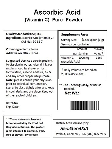 Version 1.0.0 NuSci etiqueta Vitamina C