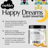 Version 1.0.0 Etiqueta Nuton Happy Dreams con ingredientes naturales para sueño