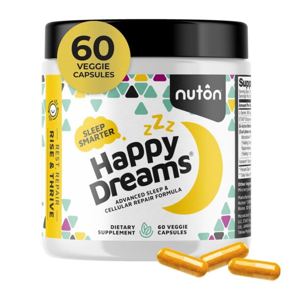 Version 1.0.0 Botella Nuton Happy Dreams suplemento natural para dormir 60 cápsulas