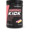 Frente del frasco NutraBio Amino Kick Raspberry Lemonade