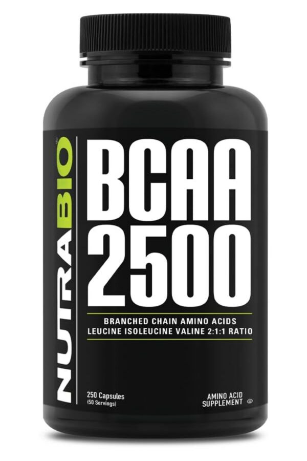 NutraBio BCAA 2500 etiqueta frontal