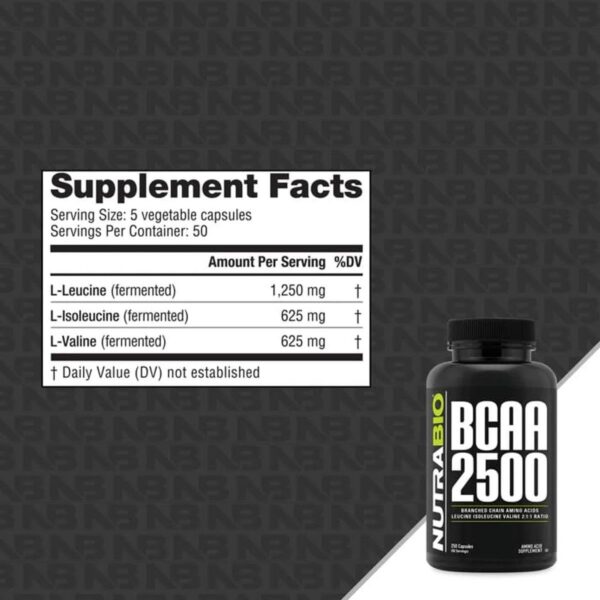 Empaque de NutraBio BCAA 2500