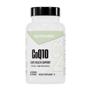 Frasco NutraBio CoQ10 100 mg con etiqueta
