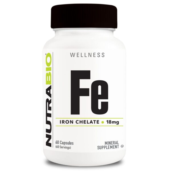 Frente de NutraBio Hierro Quelato 18 mg