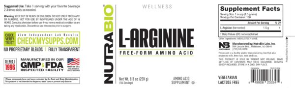 Cápsulas L-Arginine NutraBio