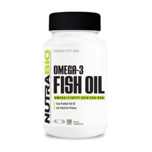 NutraBio Omega-3 Fish Oil frasco frontal