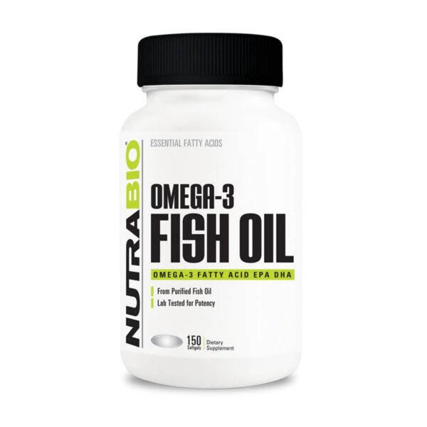 NutraBio Omega-3 Fish Oil frasco frontal
