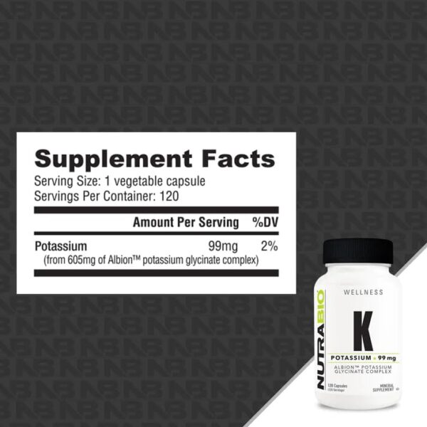 Etiqueta de NutraBio Potassium Complex