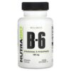 Bote de NutraBio Vitamina B6 con cápsulas vegetales
