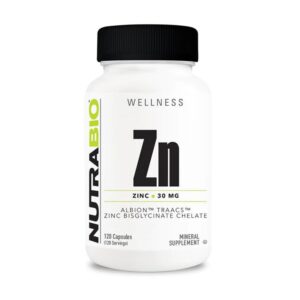 Frasco de NutraBio Zinc Chelate 30 mg