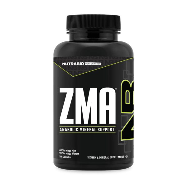 Version 1.0.0 NutraBio ZMA botella y etiqueta