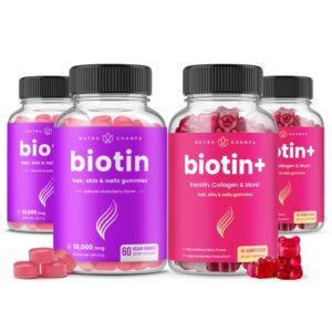 Frasco NutraChamps Biotin & Biotin+ gomitas frente