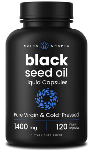 NutraChamps aceite semilla negra botella frontal