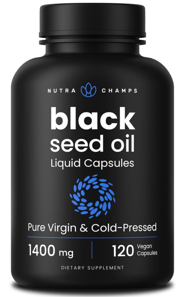 NutraChamps aceite semilla negra botella frontal