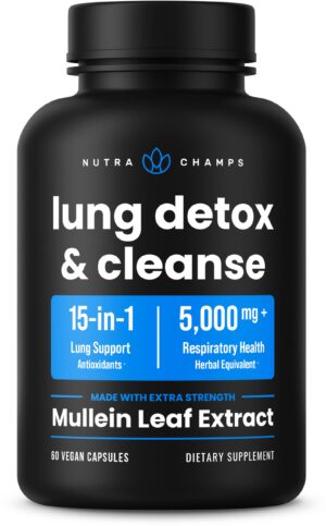 NutraChamps cápsulas detox pulmonar hoja de gordolobo 60 unidades