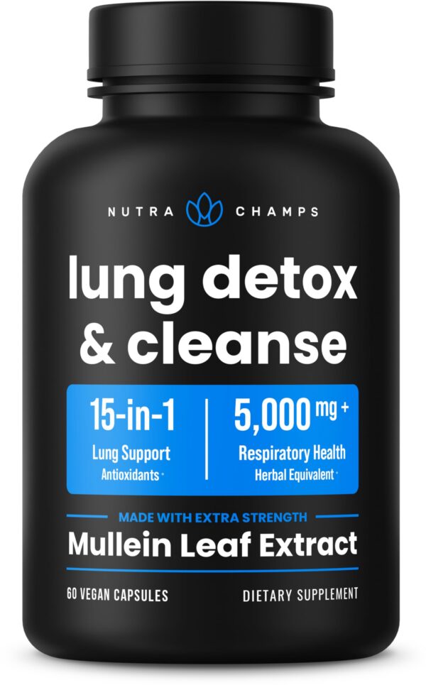 Version 1.0.0 NutraChamps cápsulas detox pulmonar hoja de gordolobo 60 unidades